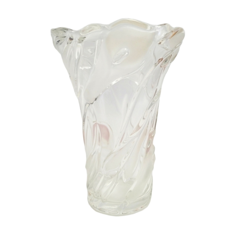 Vintage Mikasa Crystal Frosted Flair Soft Pink Calla Lily Design